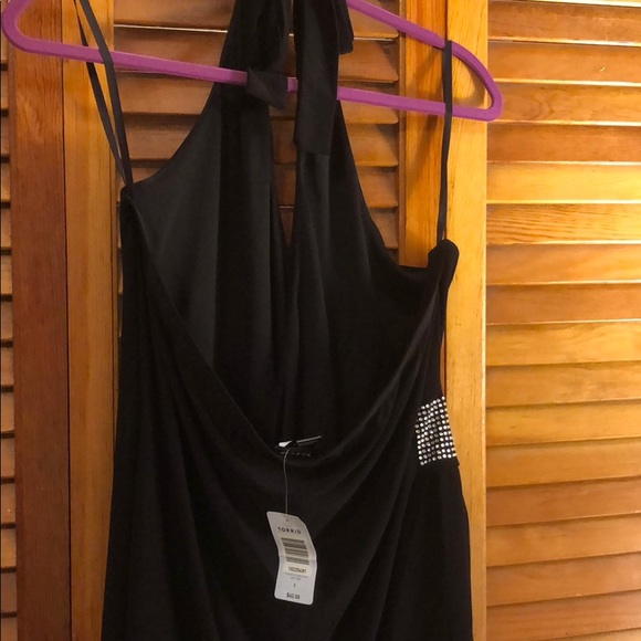 Black Halter Top with Gemstone Side - Picture 5 of 6